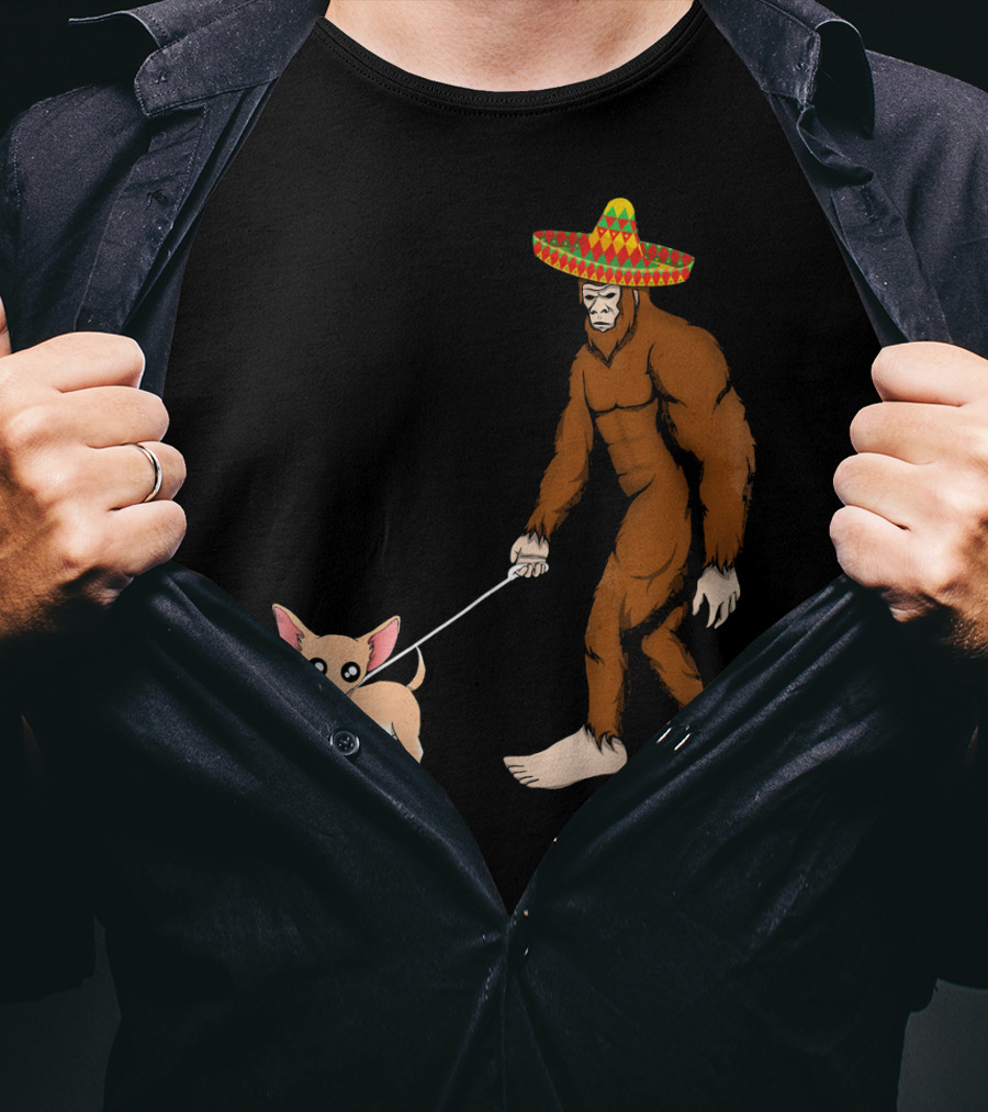 Bigfoot Sombrero And Chihuahua T-Shirt