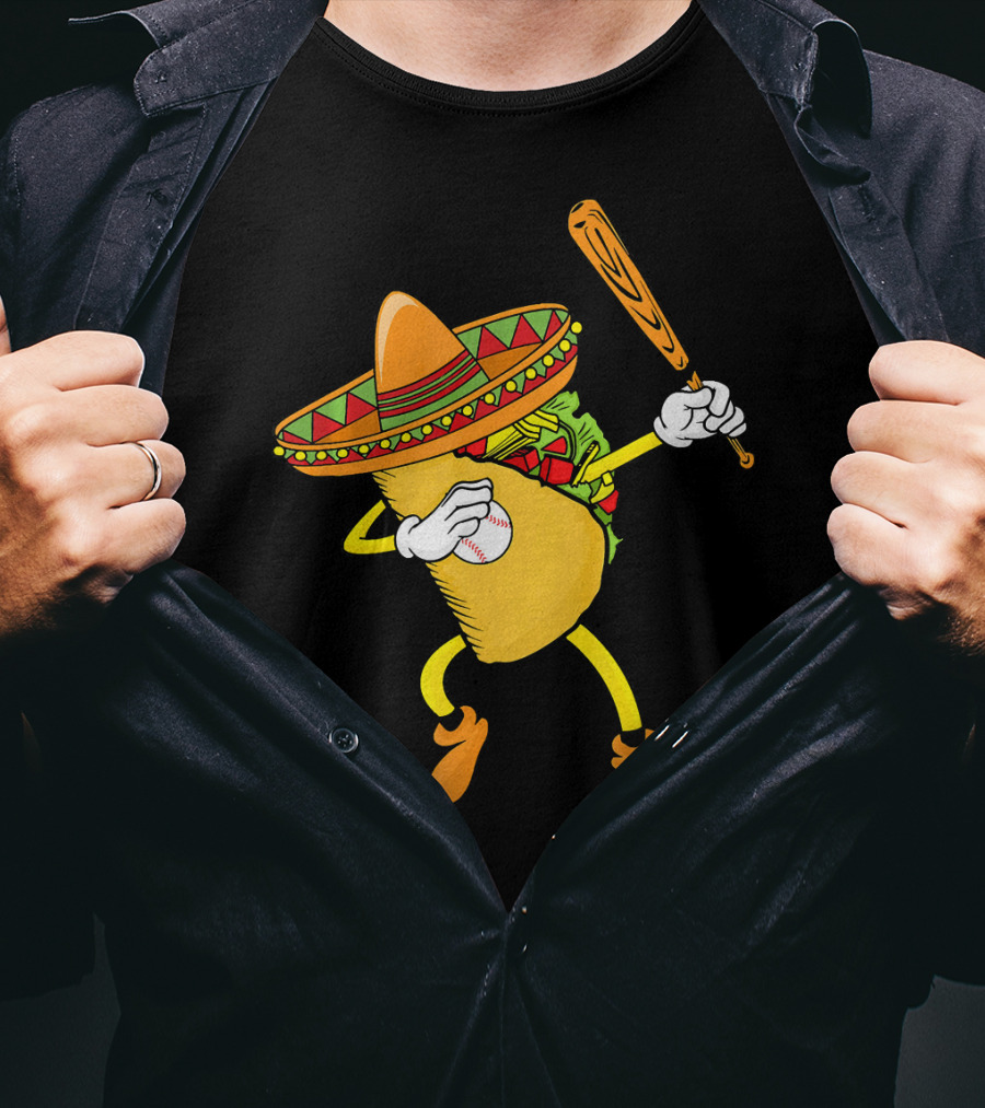 Cinco De Mayo Dabbing Taco Baseball Fiesta T-Shirt