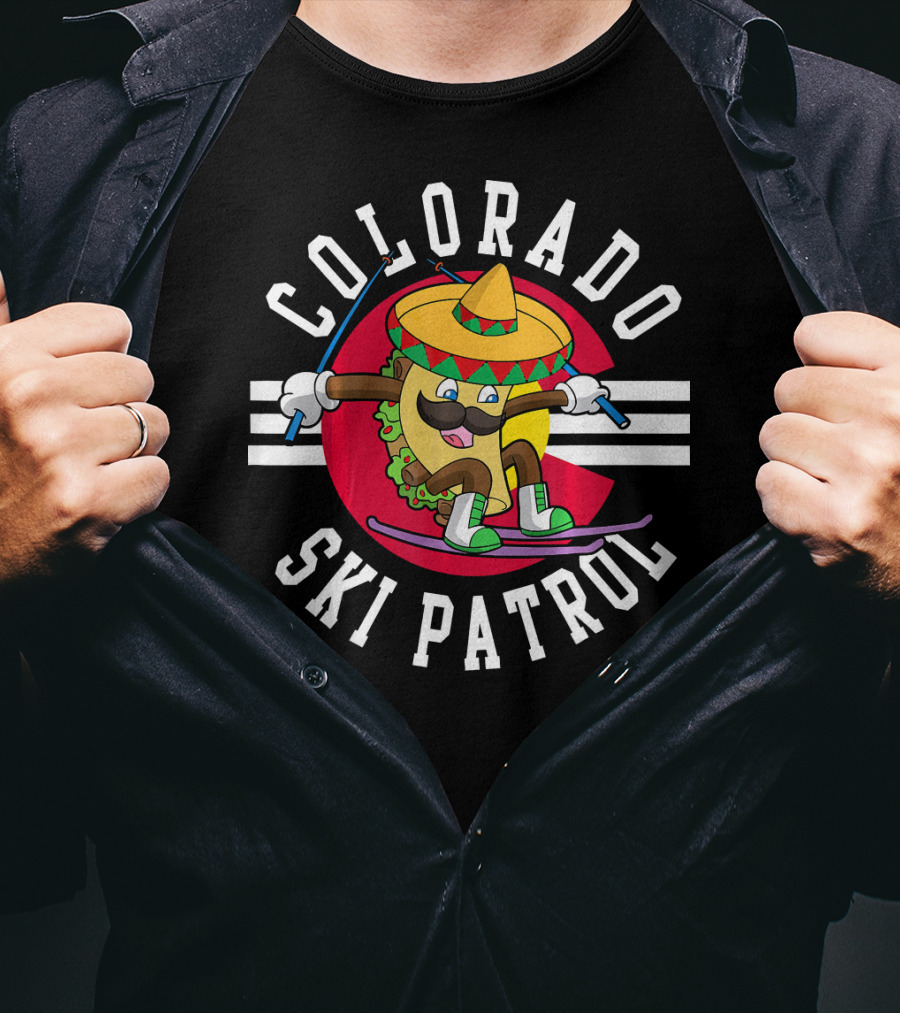 Colorado Ski Patrol Taco Skiing Flag T-Shirt
