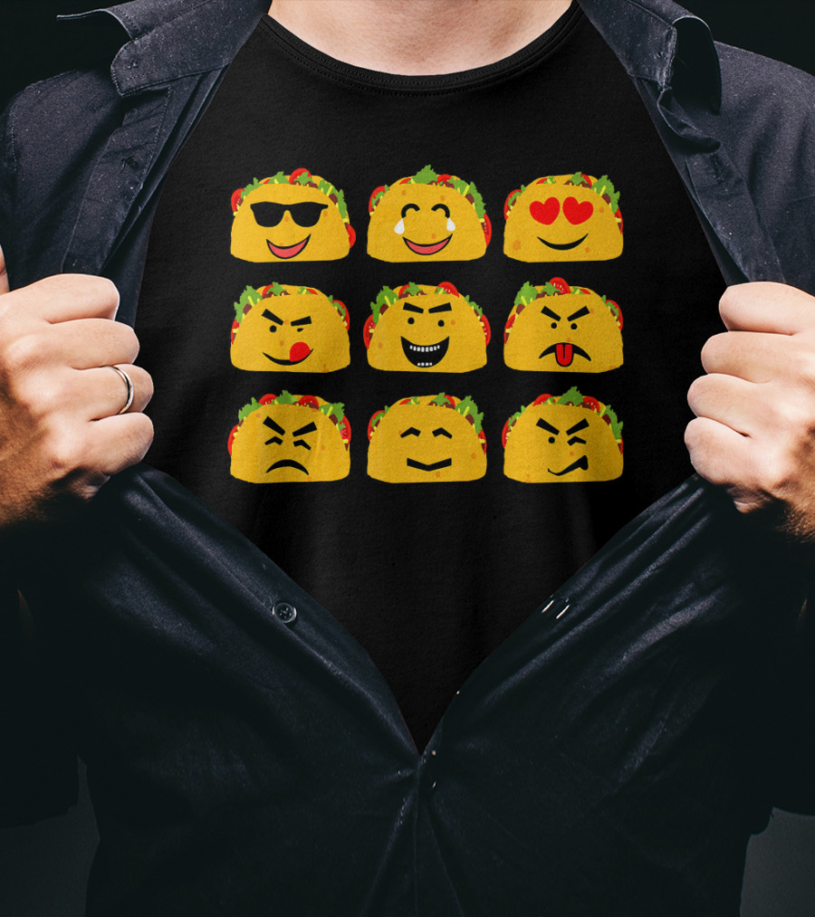 Taco Faces Emoji Cinco De Mayo Mexican T-Shirt