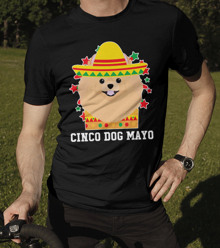 Cinco Dog Mayo Pomeranian Sombrero Stars T-Shirt