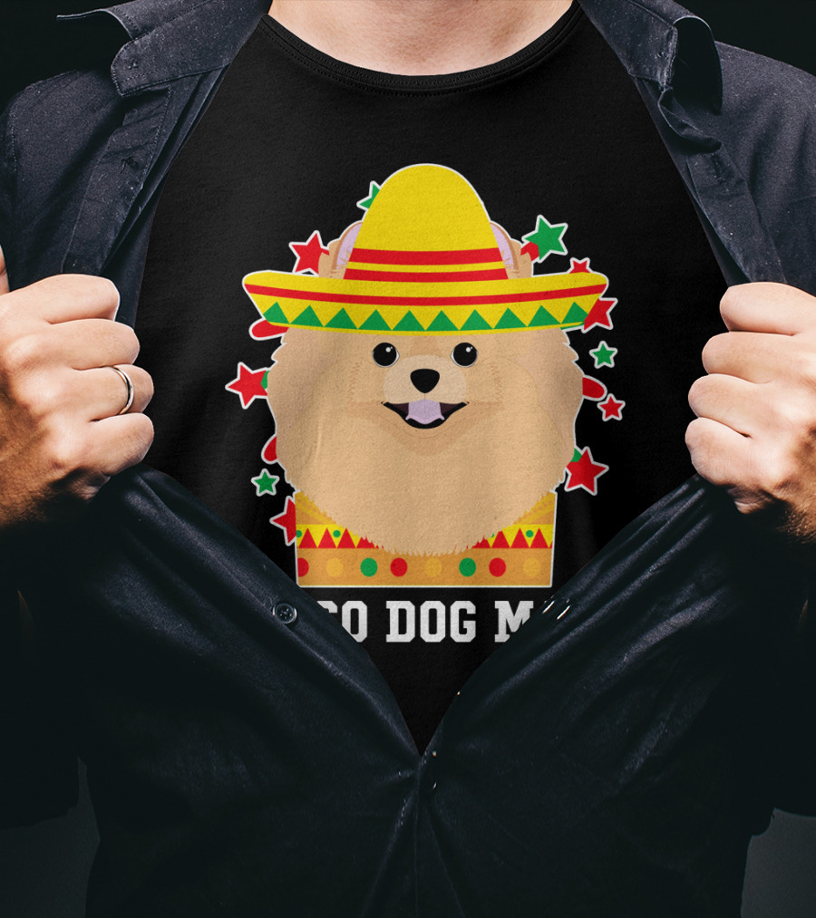 Cinco Dog Mayo Pomeranian Sombrero Stars T-Shirt
