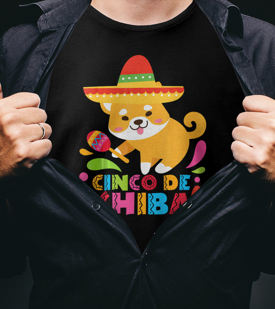 Cinco De Shiba Dog Mexican Fiesta T-Shirt