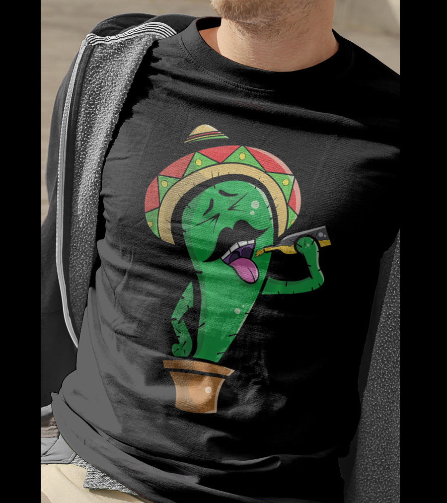 Funny Drinking Mexican Cactus Cinco De Mayo Sombrero Party T-Shirt