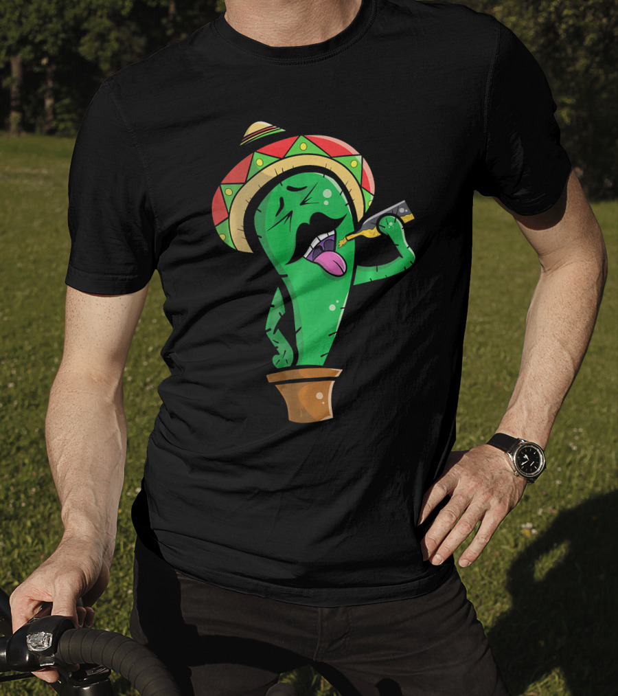 Funny Drinking Mexican Cactus Cinco De Mayo Sombrero Party T-Shirt