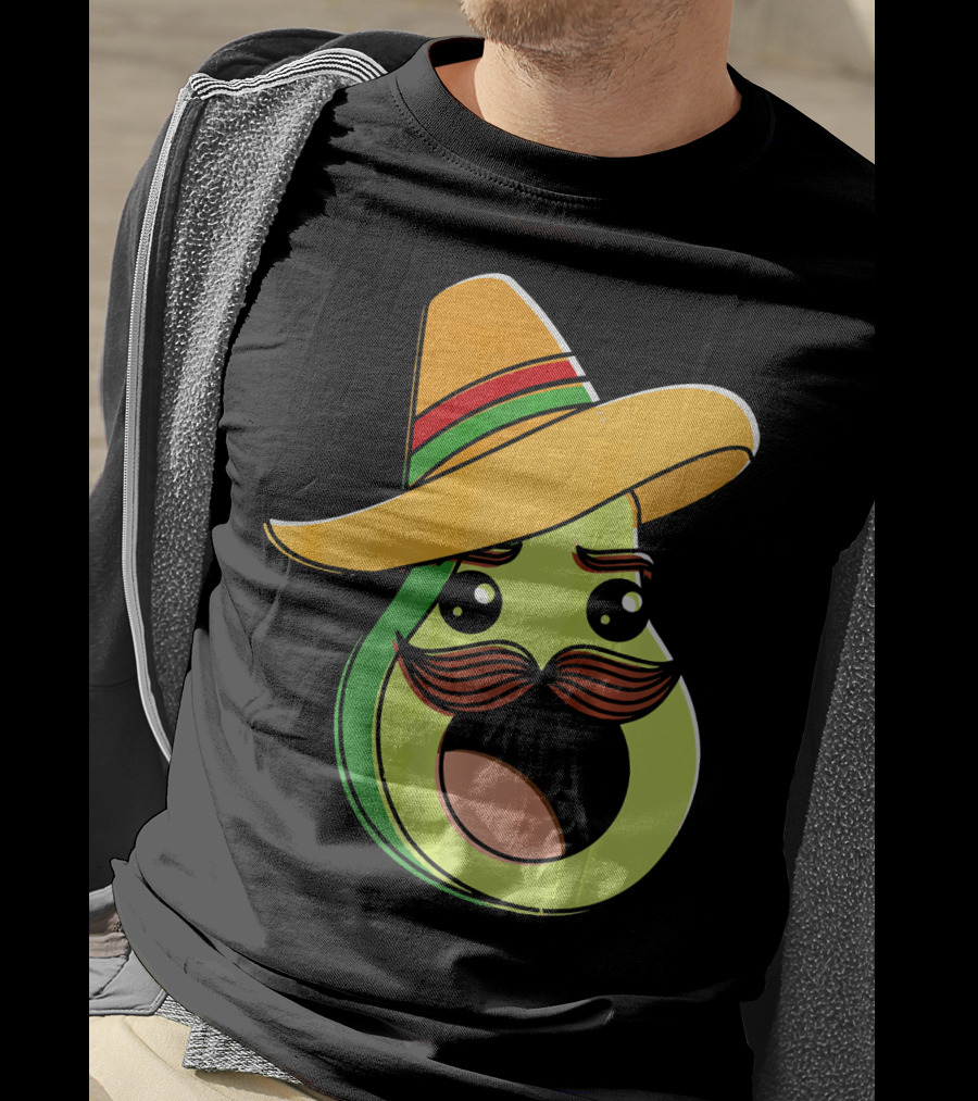 Cinco De Mayo Funny Avocado With Sombrero And Mustache T-Shirt