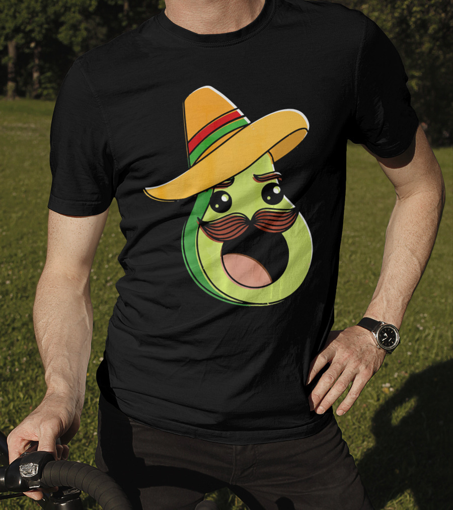 Cinco De Mayo Funny Avocado With Sombrero And Mustache T-Shirt