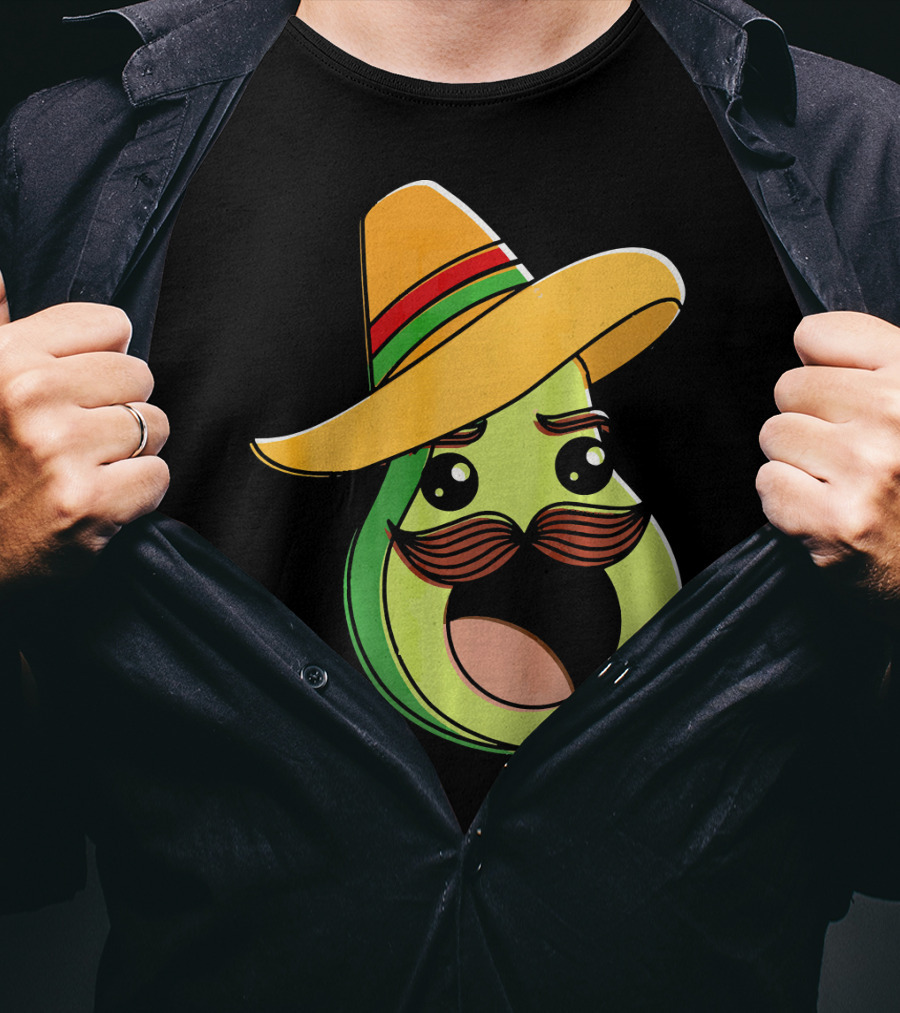 Cinco De Mayo Funny Avocado With Sombrero And Mustache T-Shirt