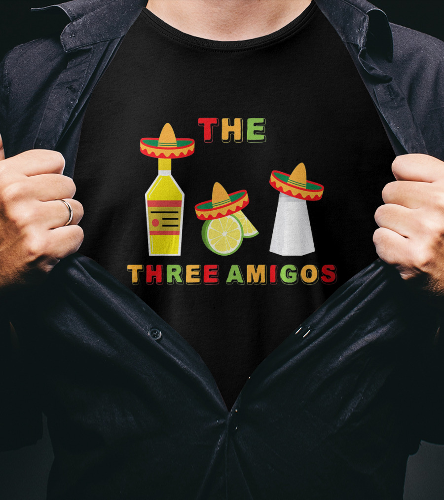 Cinco De Mayo Three Amigos Tequila Lime Sombreros T-Shirt