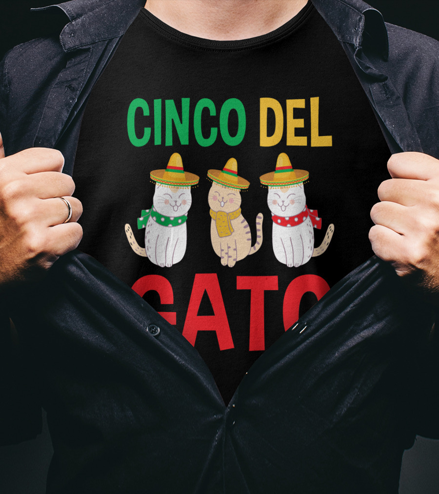 Cinco Del Gato Funny Mexican Cats Sombrero T-Shirt