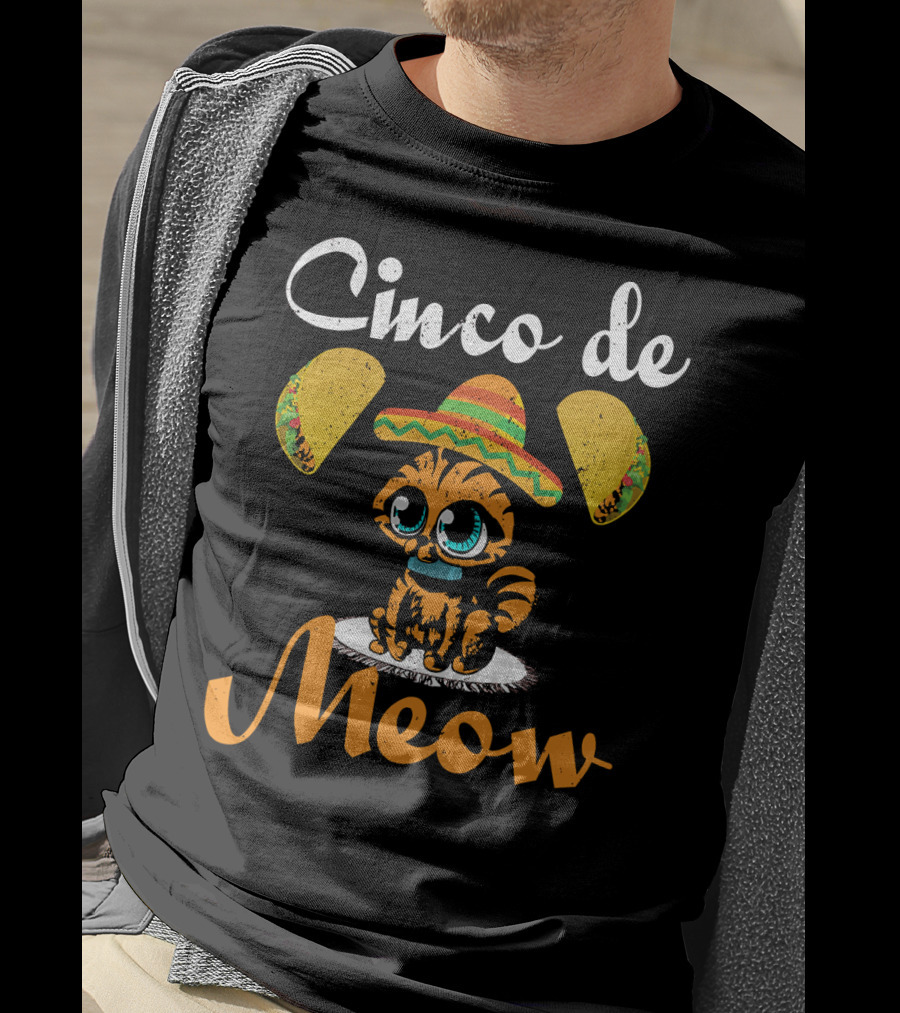 Cinco De Meow Cat Sombrero Taco T-Shirt