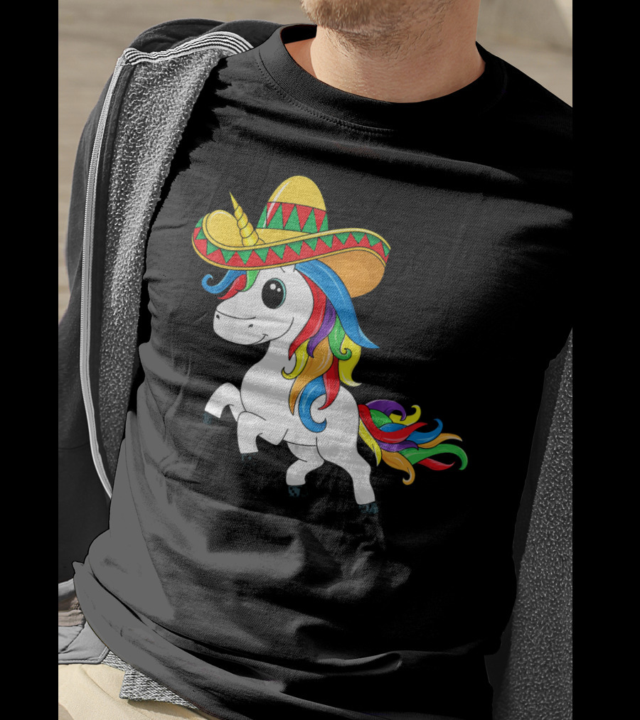 Cinco De Mayo Unicorn Sombrero Rainbow Kids Girls T-Shirt