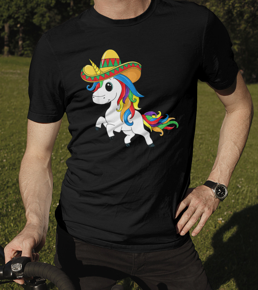 Cinco De Mayo Unicorn Sombrero Rainbow Kids Girls T-Shirt
