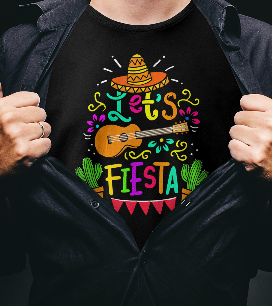 Cinco De Mayo Mexican Guitar Let's Fiesta T-Shirt