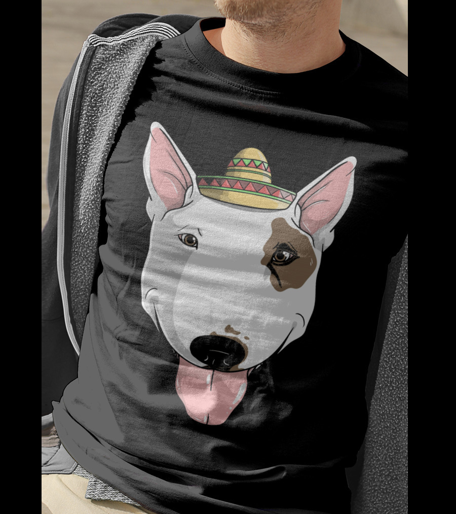 Bull Terrier Dog Sombrero Fiesta Cinco De Mayo T-Shirt