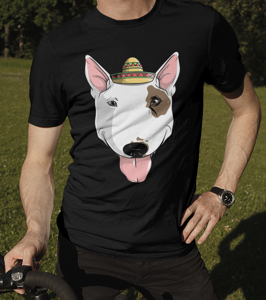 Bull Terrier Dog Sombrero Fiesta Cinco De Mayo T-Shirt