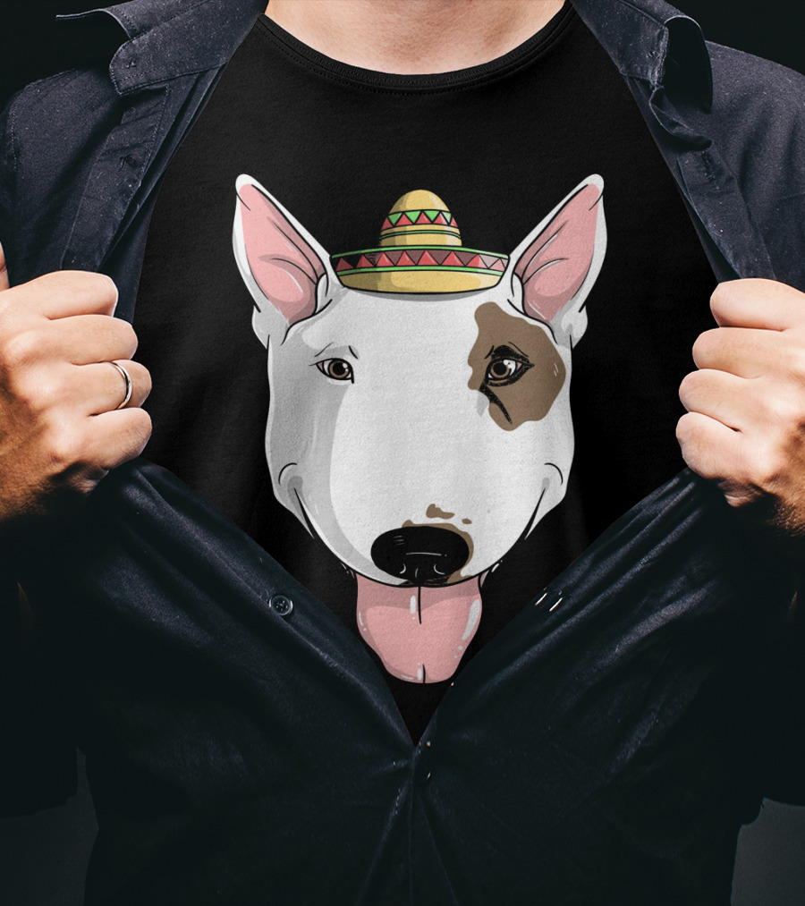 Bull Terrier Dog Sombrero Fiesta Cinco De Mayo T-Shirt