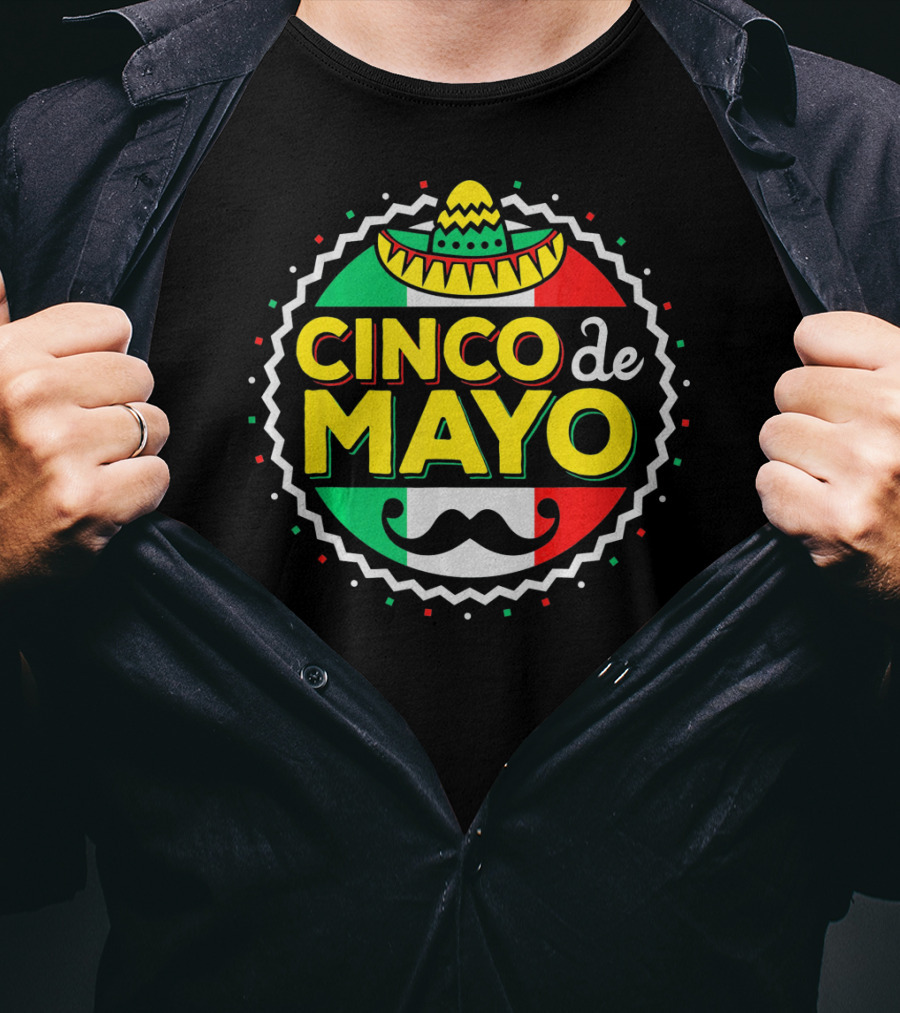 Cinco De Mayo Mexican Sombrero Mustache T-Shirt
