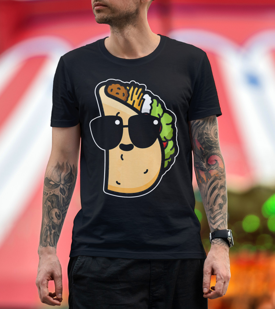 Cool Taco With Sunglasses Funny Cinco de Mayo Food Humor T-Shirt