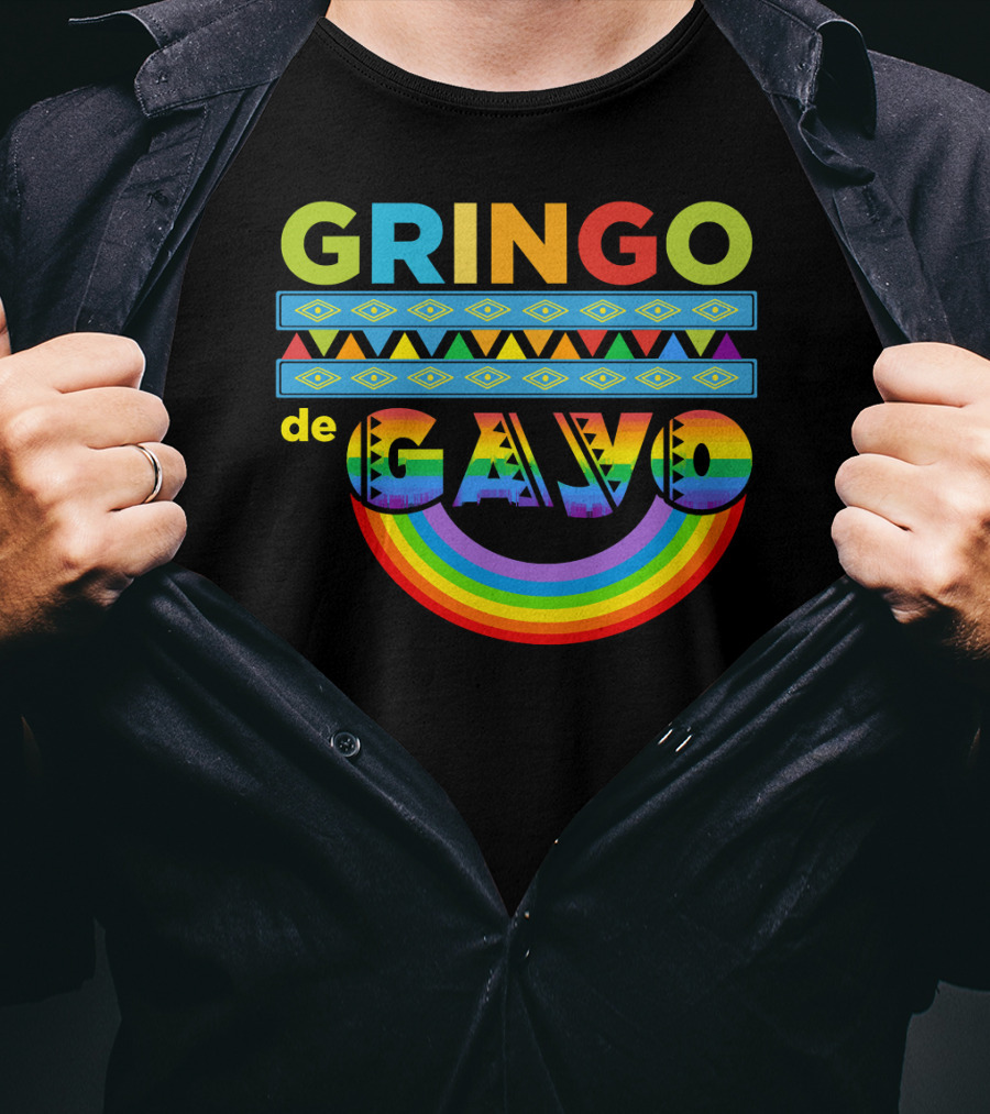 Mens Gay Gringo De Gayo Funny Cinco De Mayo LGB Rainbow T-Shirt
