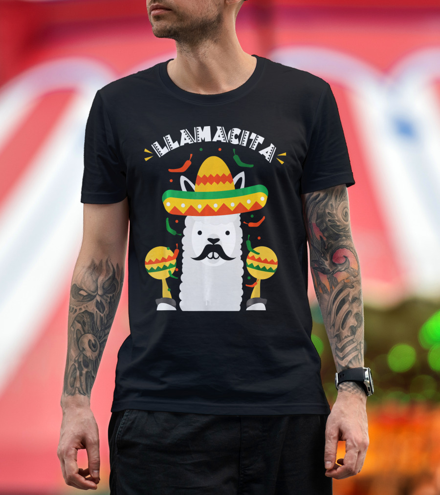 Llamacita Cinco De Mayo Party Llama Sombrero Maracas T-Shirt