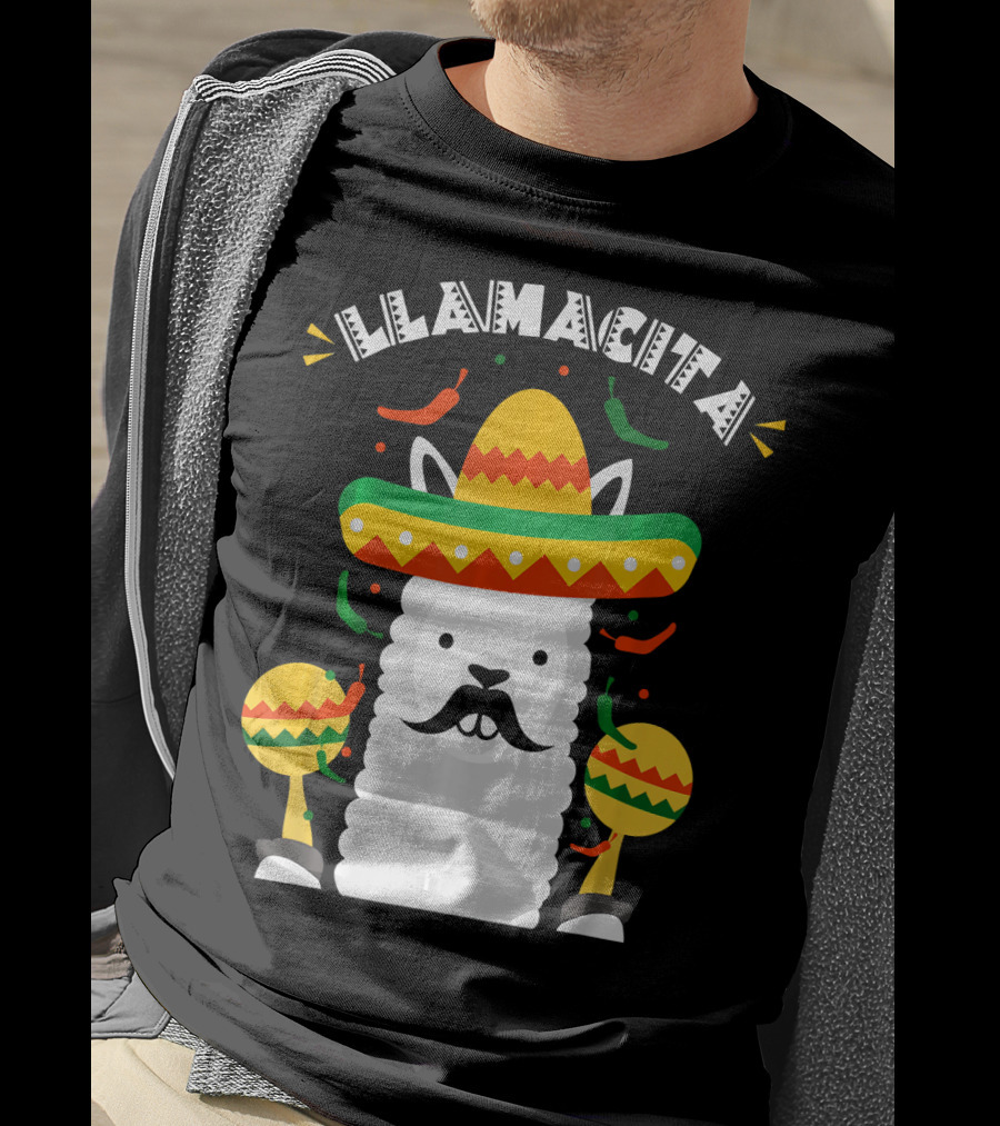Llamacita Cinco De Mayo Party Llama Sombrero Maracas T-Shirt