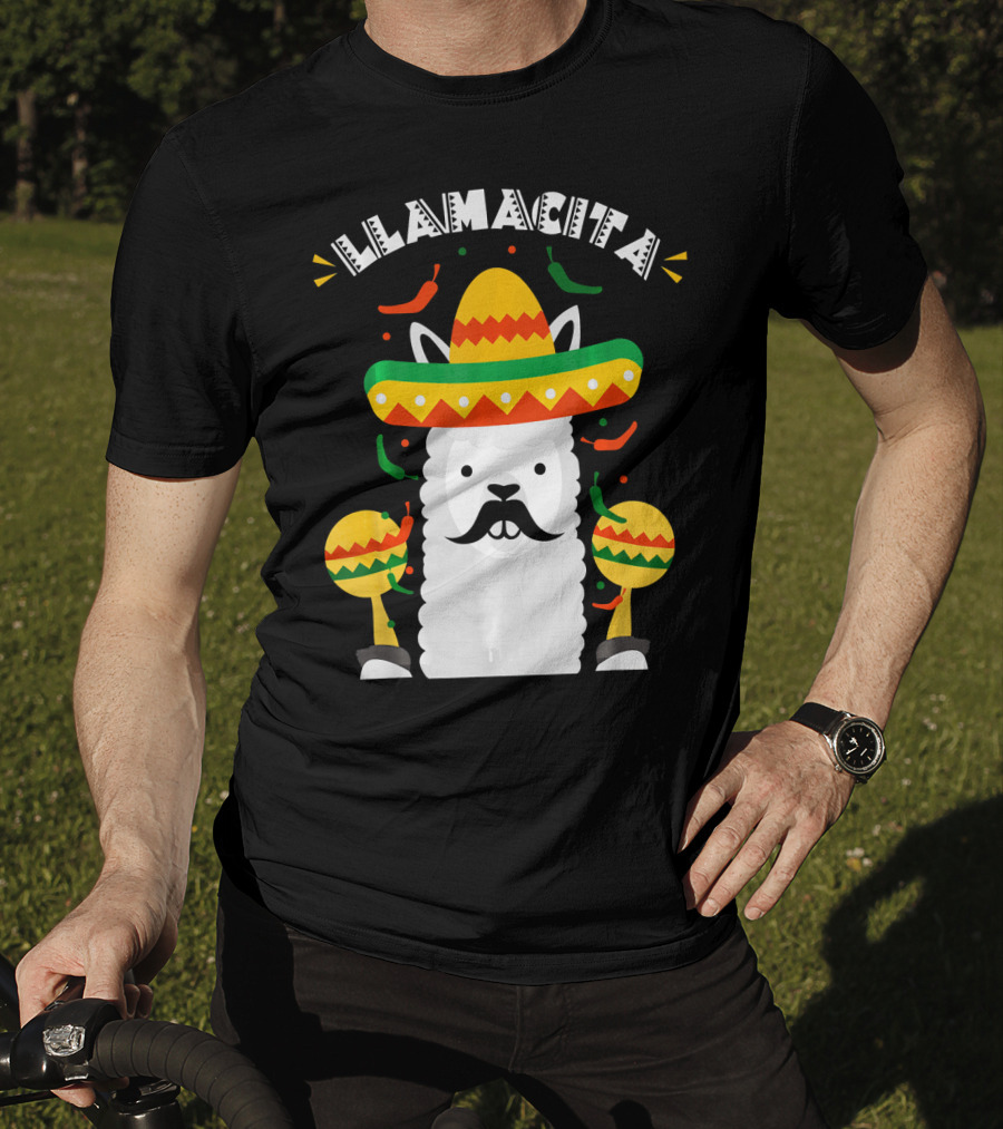 Llamacita Cinco De Mayo Party Llama Sombrero Maracas T-Shirt