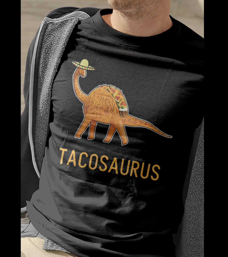 Funny Cinco De Mayo Tacosaurus Dinosaur In Sombrero With Taco Back T-Shirt
