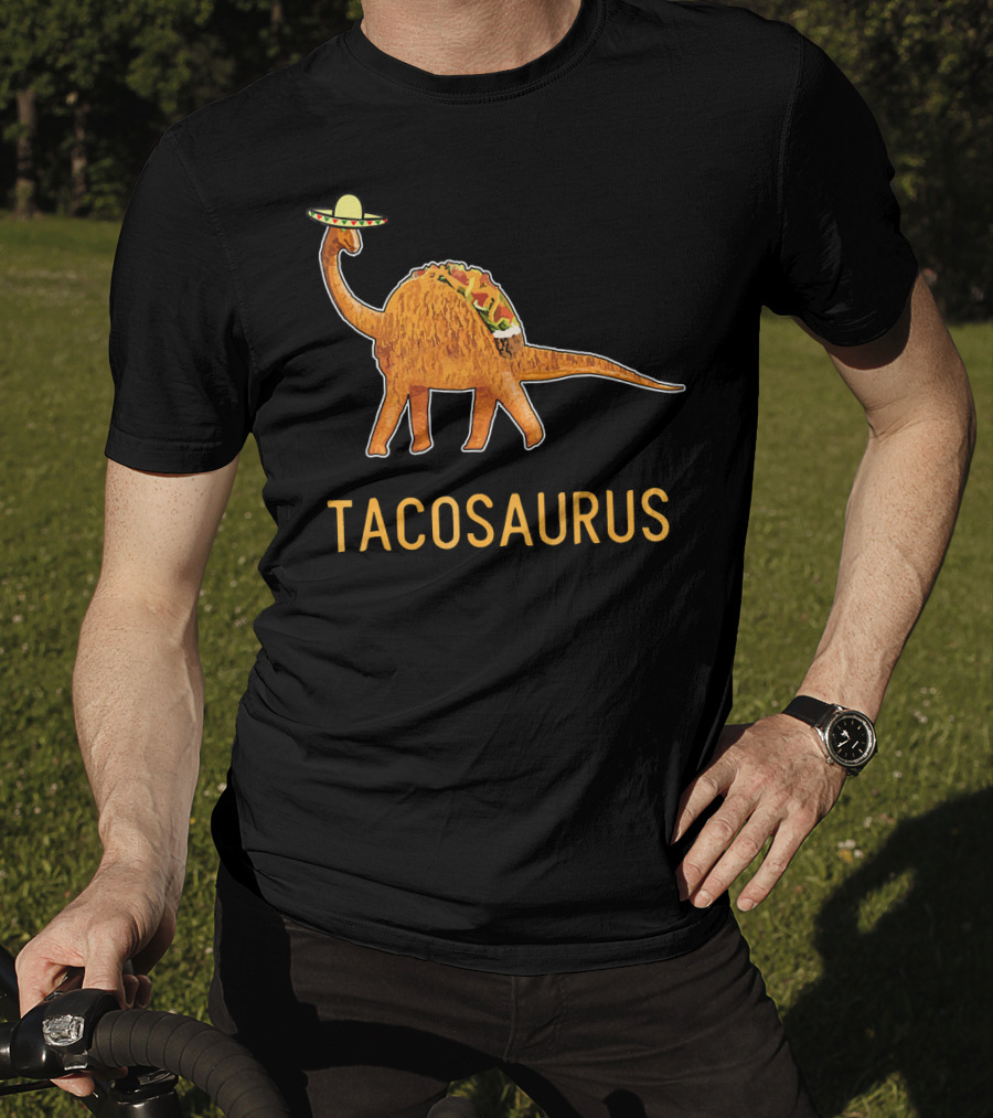 Funny Cinco De Mayo Tacosaurus Dinosaur In Sombrero With Taco Back T-Shirt