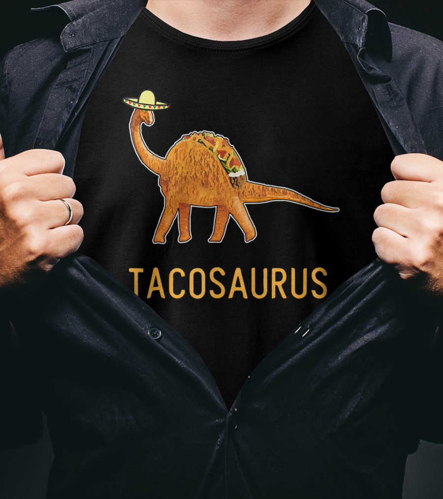 Funny Cinco De Mayo Tacosaurus Dinosaur In Sombrero With Taco Back T-Shirt