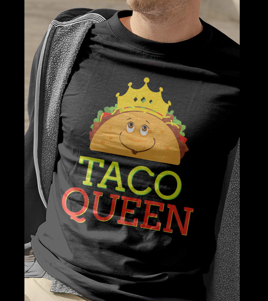 TACO QUEEN Funny Cinco DE Mayo Crowned Smiling Taco T-Shirt