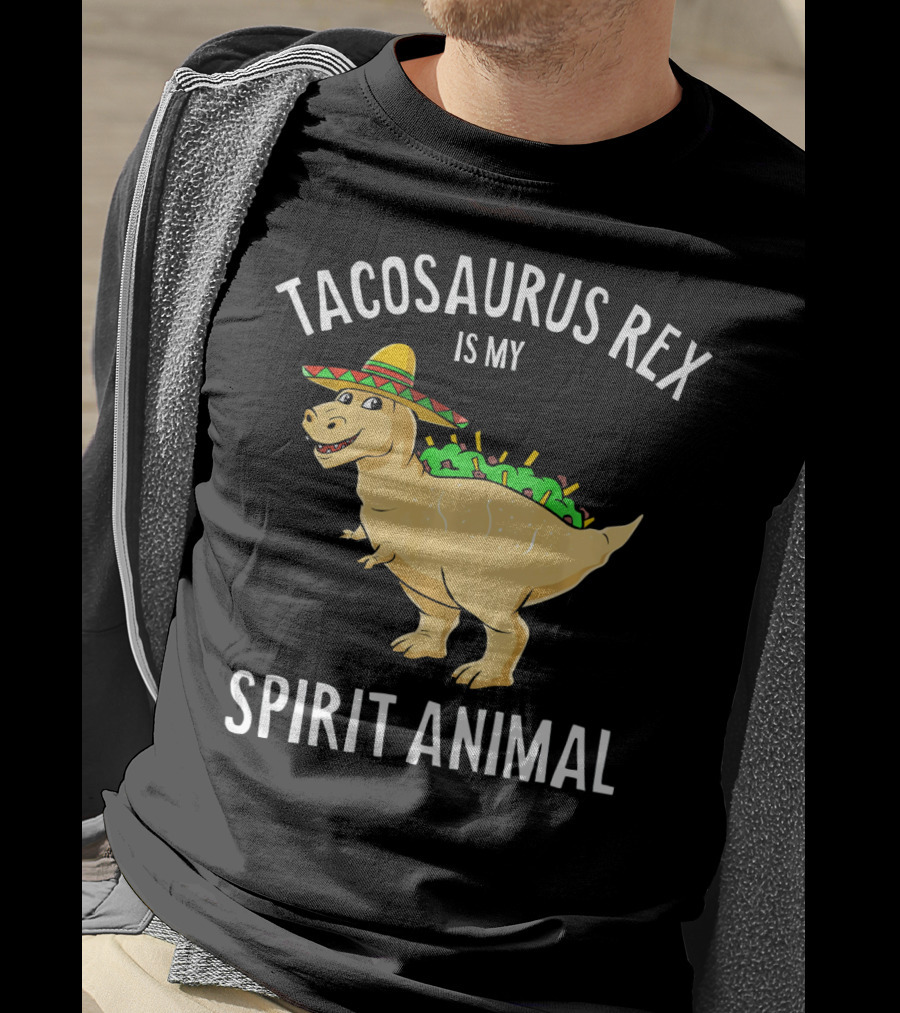 Tacosaurus Rex Is My Spirit Animal Sombrero Dinosaur With Taco Back T-Shirt