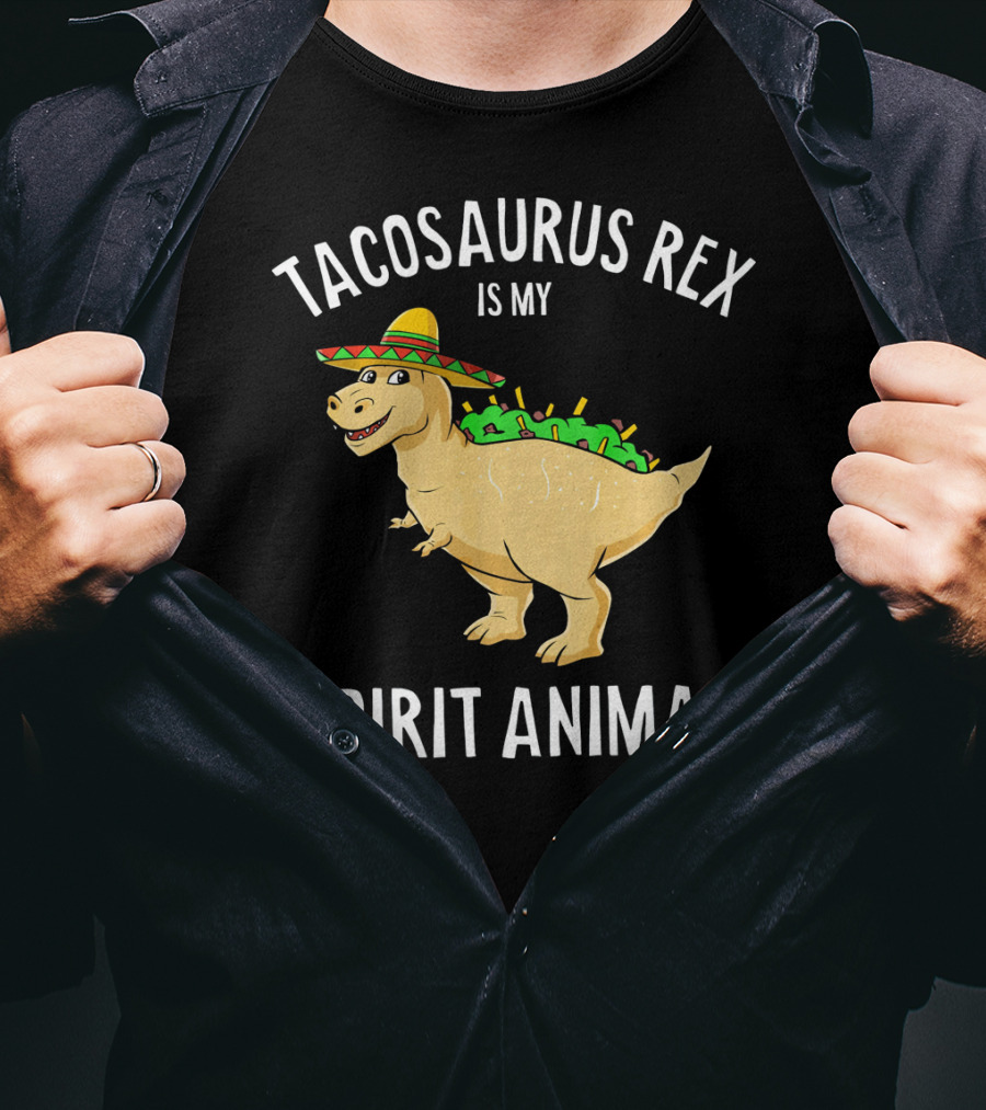 Tacosaurus Rex Is My Spirit Animal Sombrero Dinosaur With Taco Back T-Shirt