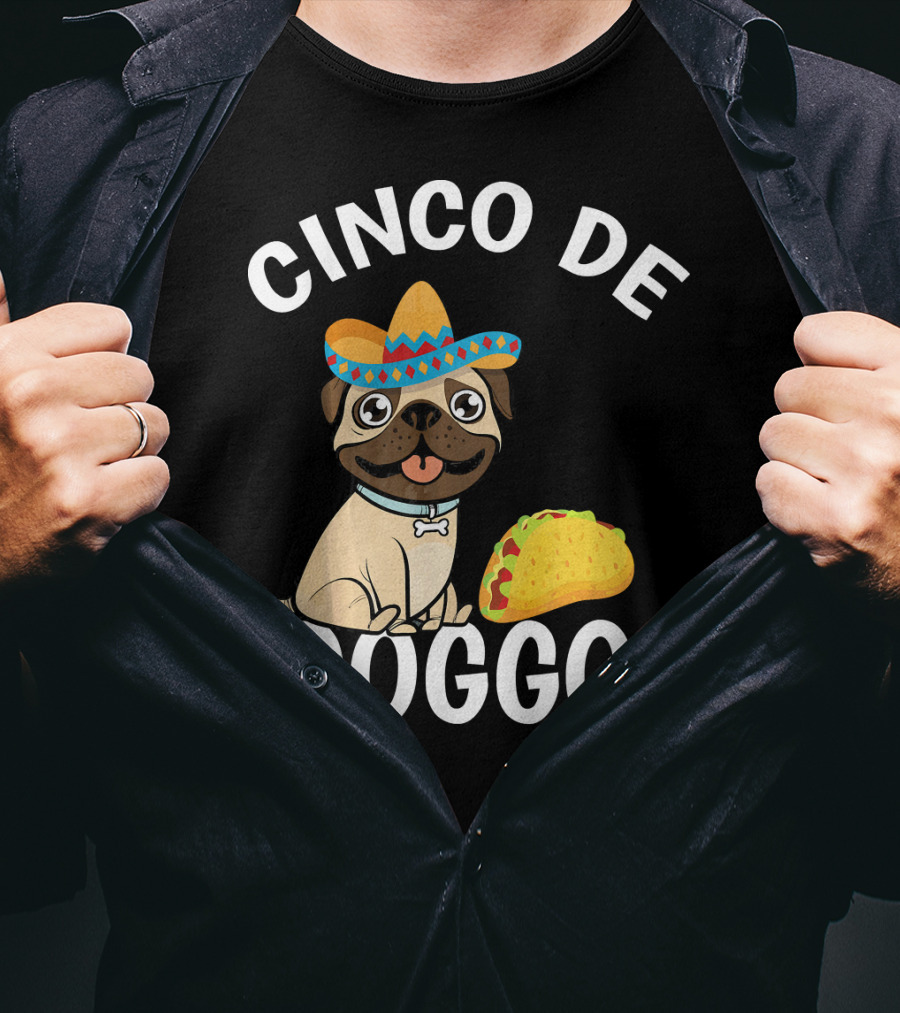 Cinco De Doggo Mexican Pug Sombrero Taco T-Shirt