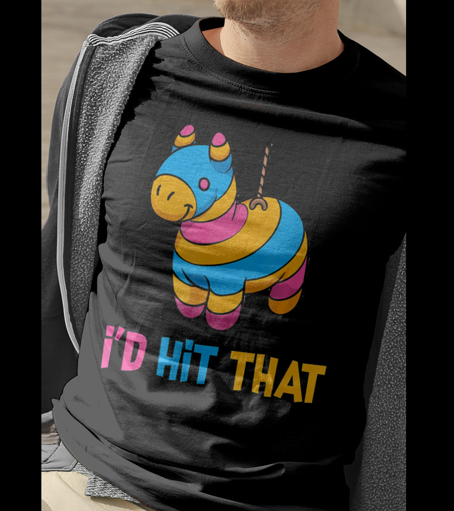 Cute Mexican I'd Hit That Piñata Rope Hanging Colorful Donkey T-Shirt