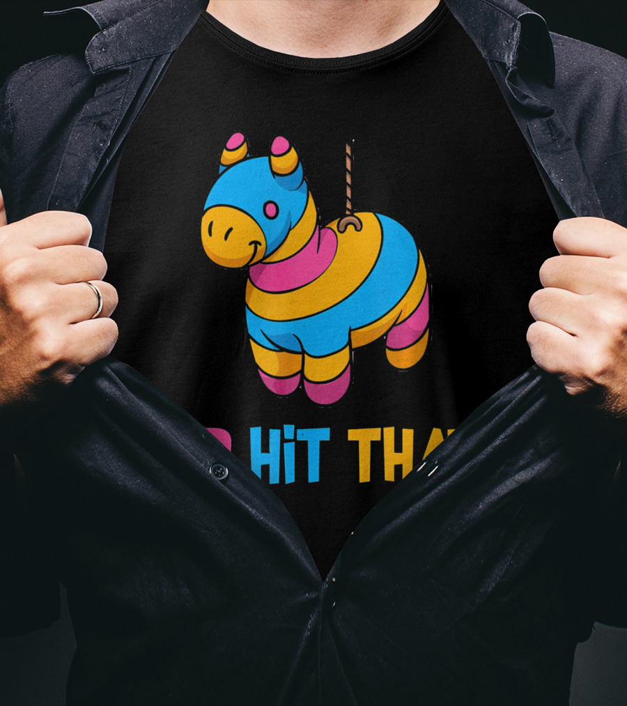 Cute Mexican I'd Hit That Piñata Rope Hanging Colorful Donkey T-Shirt