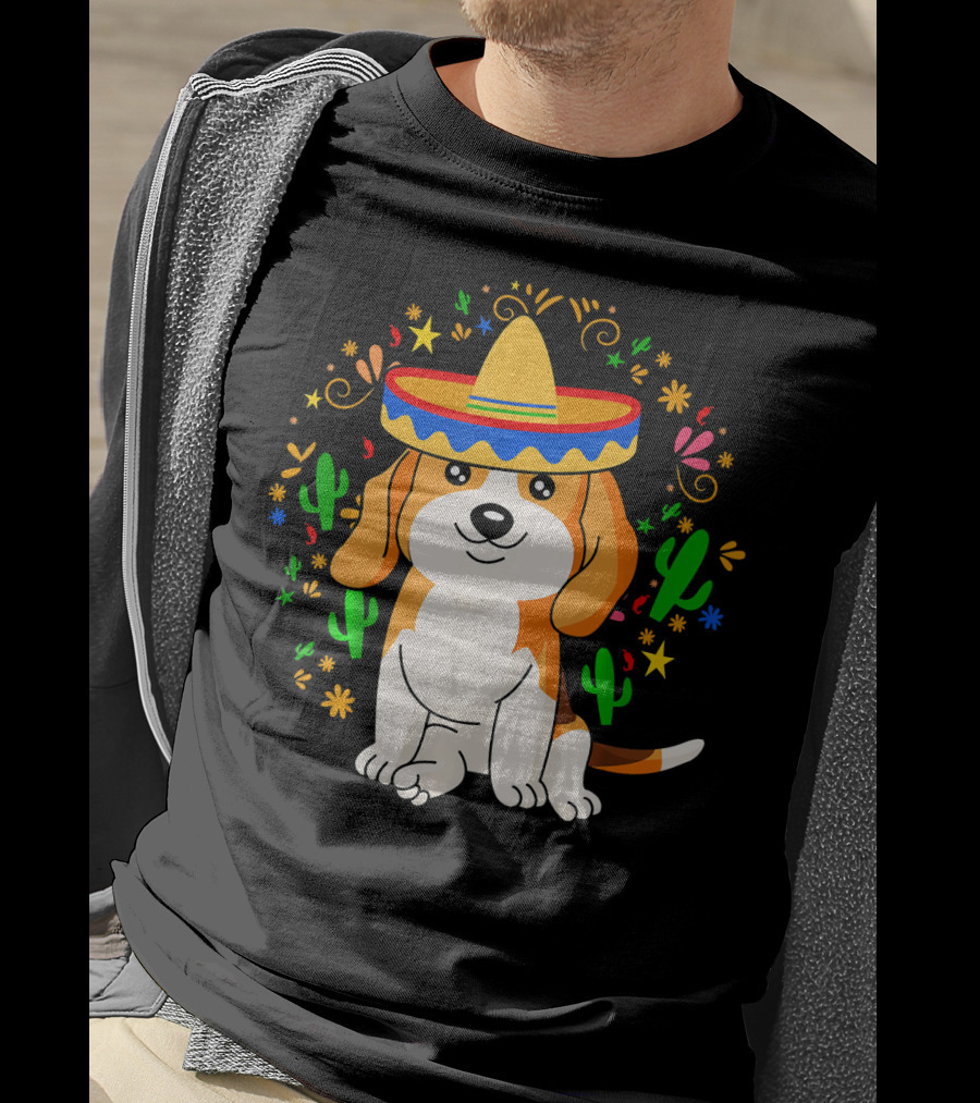 Cinco De Mayo Beagle Sombrero Cactus T-Shirt
