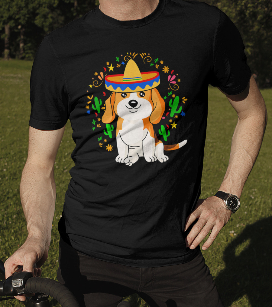 Cinco De Mayo Beagle Sombrero Cactus T-Shirt