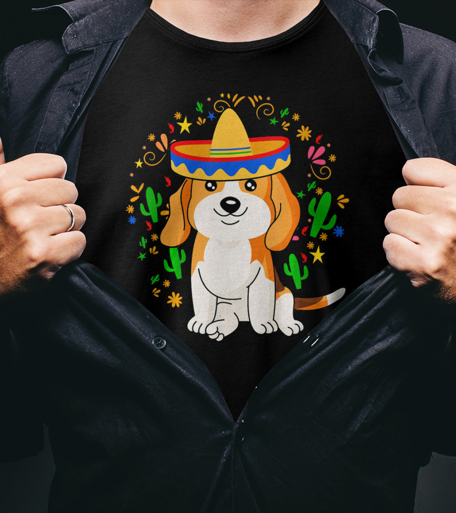 Cinco De Mayo Beagle Sombrero Cactus T-Shirt