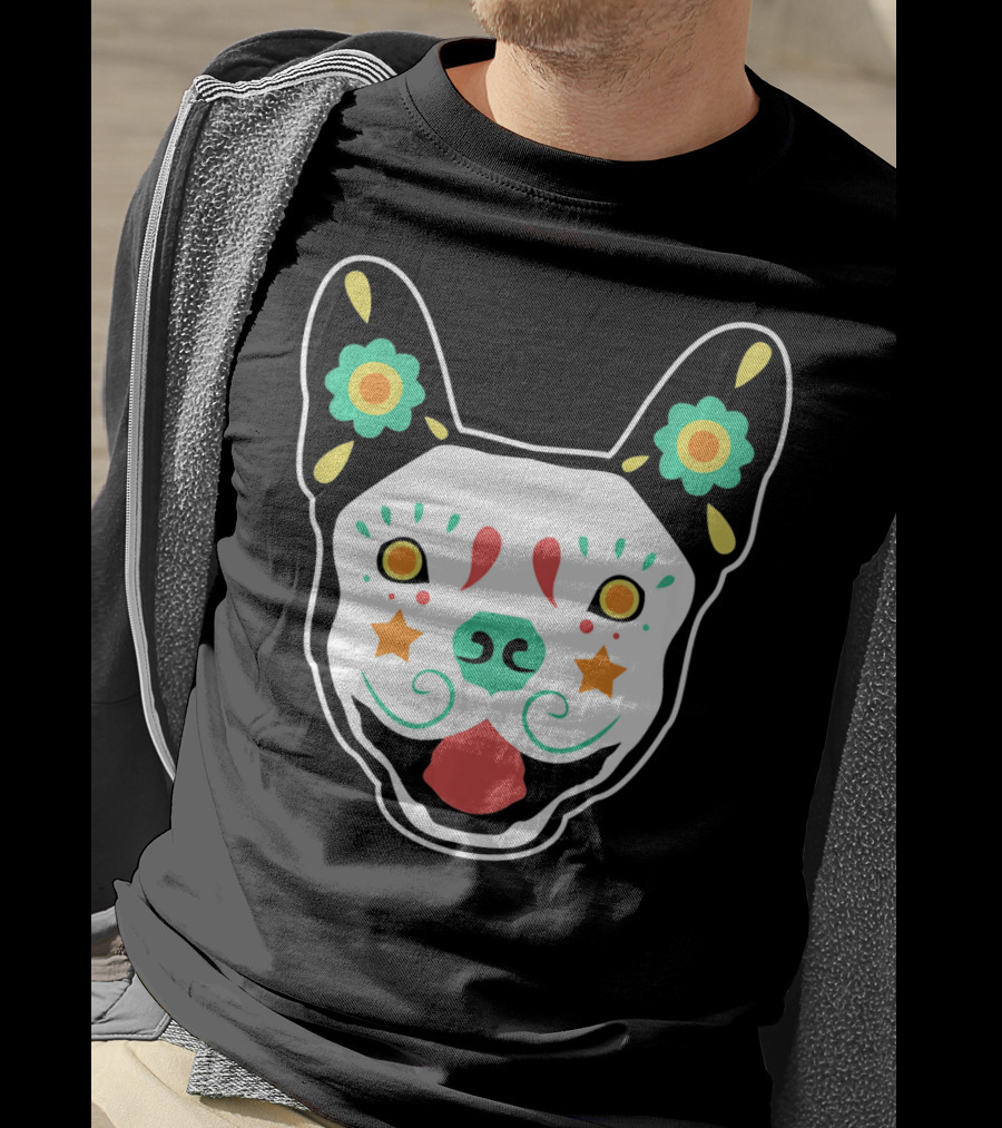 French Bulldog Sugar Skull Dia De Los Muertos T-Shirt