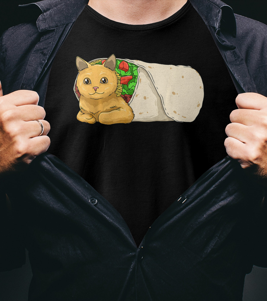 Cat Burrito Mexican Cat Cinco De Mayo Festive Humor T-Shirt