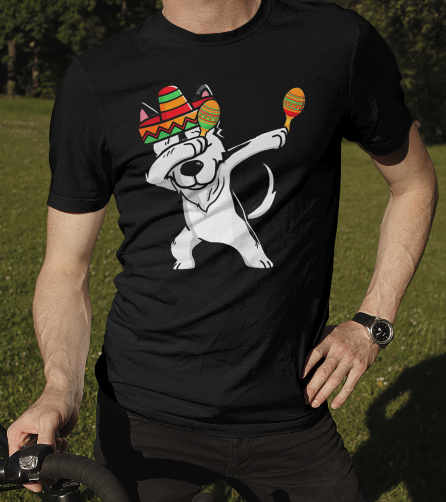 Dabbing Husky With Sombrero And Maracas Funny Cinco De Mayo T-Shirt