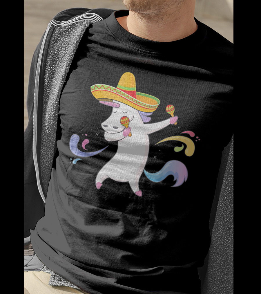 Cinco De Mayo Unicorn With Sombrero And Maracas T-Shirt