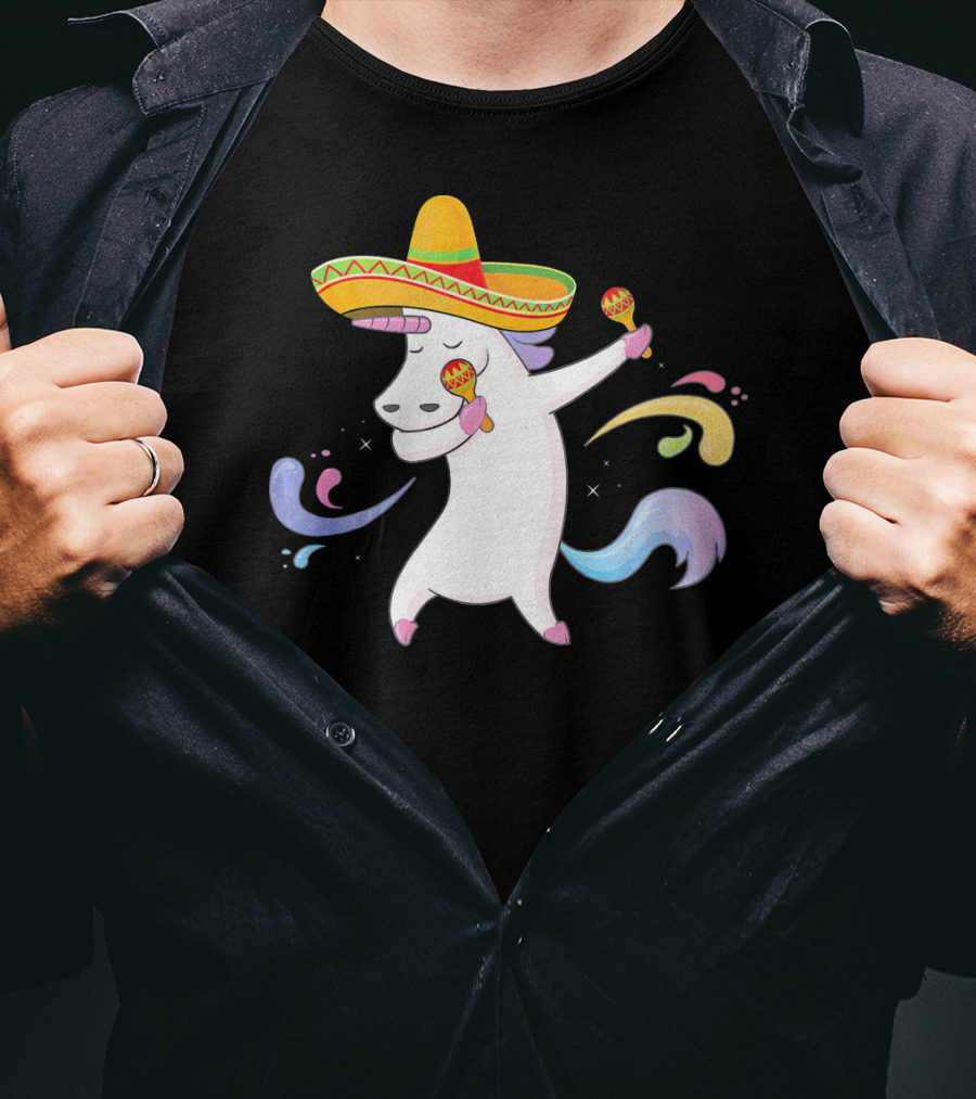 Cinco De Mayo Unicorn With Sombrero And Maracas T-Shirt