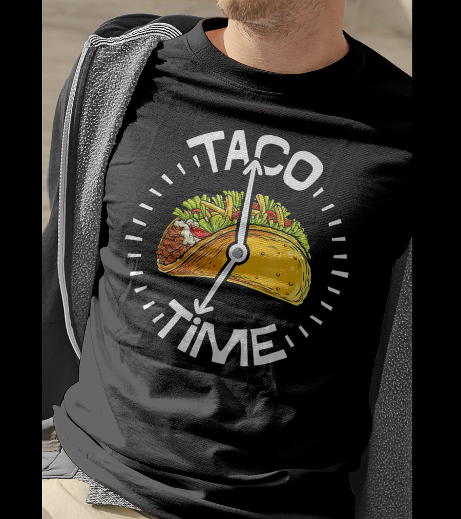 Taco Time Cinco De Mayo Clock Design Men T-Shirt