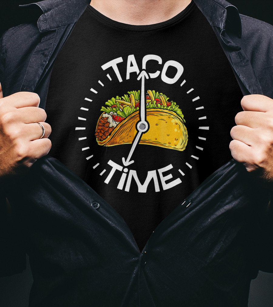 Taco Time Cinco De Mayo Clock Design Men T-Shirt