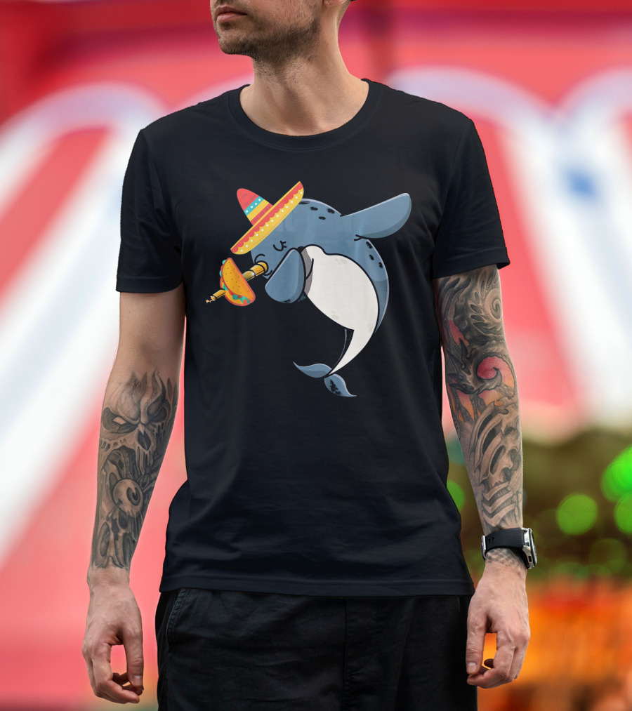 Narwhal Sombrero Taco Cinco De Mayo Funny Narwhal T-Shirt