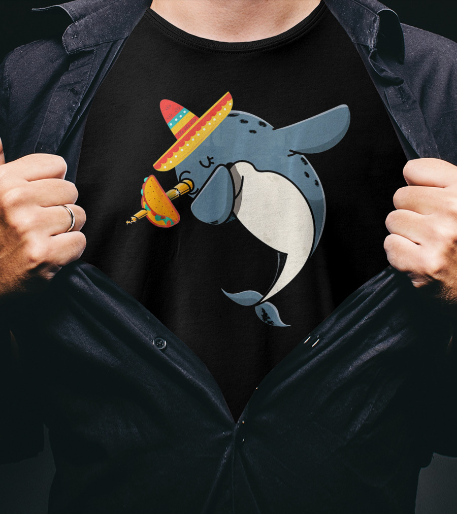 Narwhal Sombrero Taco Cinco De Mayo Funny Narwhal T-Shirt