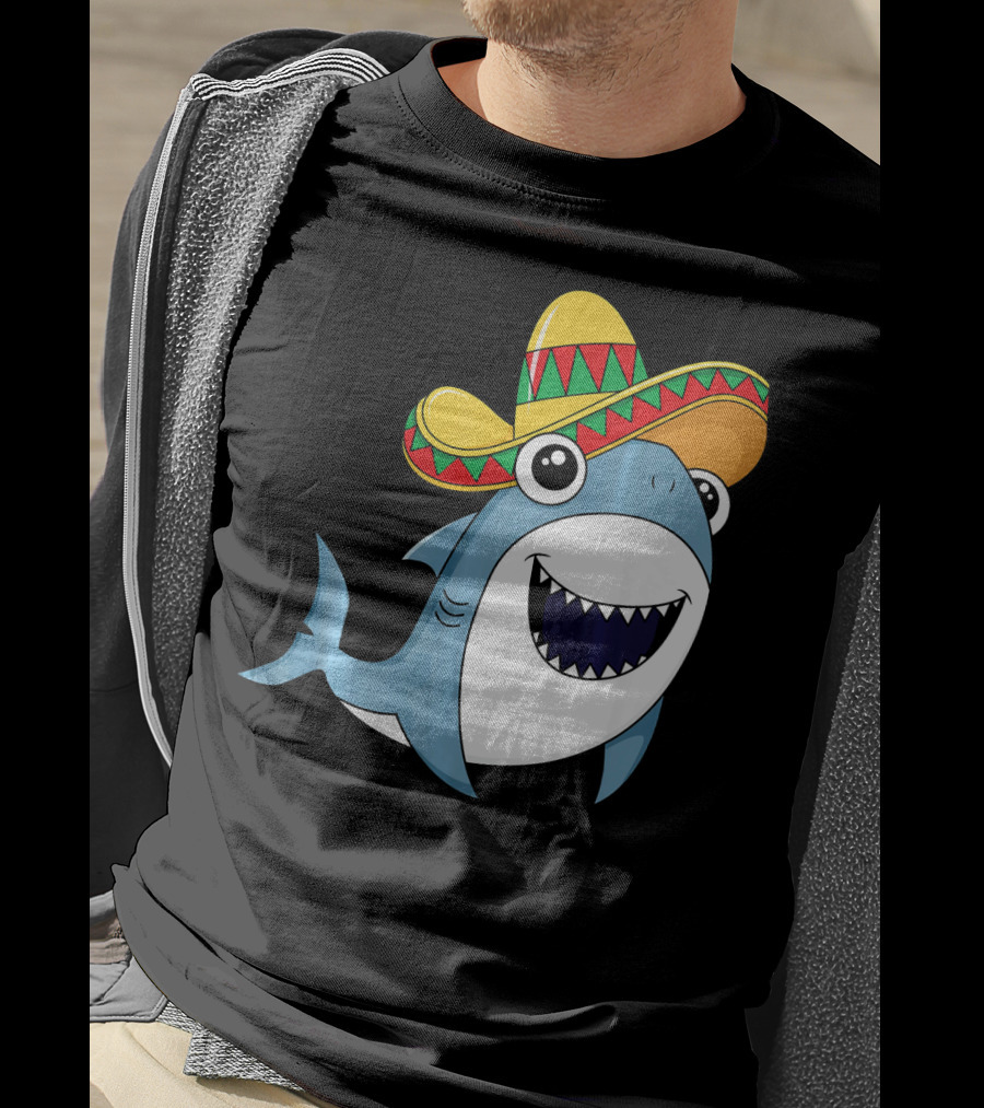 Kids Cinco De Mayo Sombrero Shark Boys Me T-Shirt