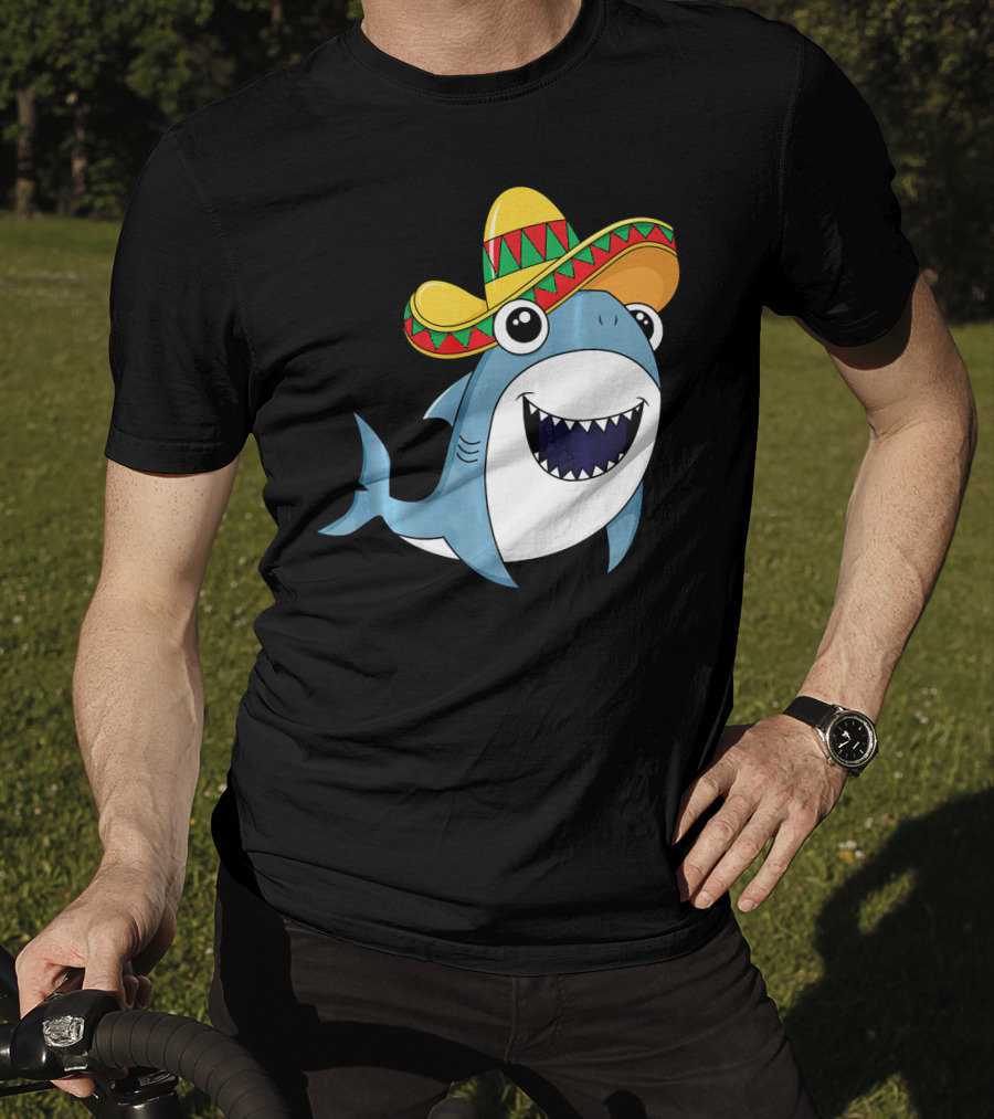 Kids Cinco De Mayo Sombrero Shark Boys Me T-Shirt